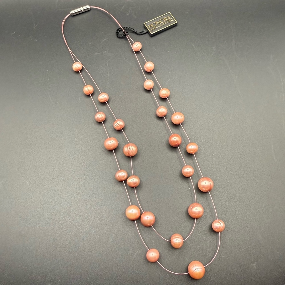 Honora Vintage Pink Freshwater Cultured Pearl Double Strand Floating Necklace